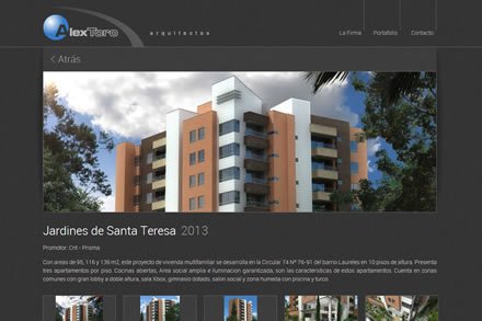 Portafolio detalle, Sitio web Alex Toro Arquitectos