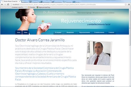 El cirujano, Sitio web Dr. Álvaro Correa