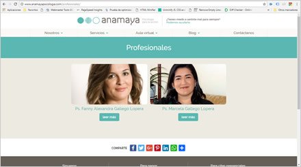 Profesionales, Wordpress Responsive Anamaya Psicología