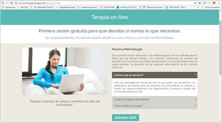 Terapia online, Wordpress Responsive Anamaya Psicología