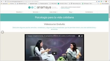 Videocursos gratuitos, Wordpress Responsive Anamaya Psicología