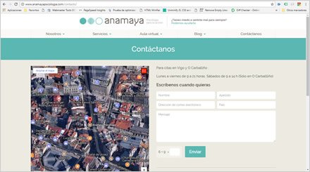 Contactos, Wordpress Responsive Anamaya Psicología