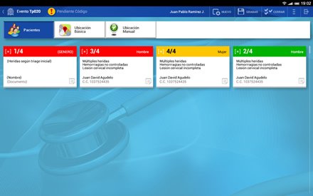 Listado de pacientes, Interfaces APP paramédica UdeA