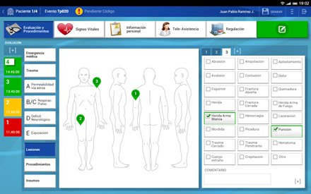 Evaluación paciente (lesiones), Interfaces APP paramédica UdeA