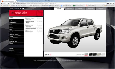 Simulador (frente), Web App Simulador Toyota Autoamérica