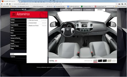 Simulador (interior), Web App Simulador Toyota Autoamérica