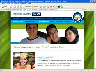 Testimoniales, Web Colegio Avanzar