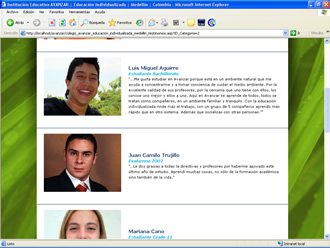 Testimoniales (scroll), Web Colegio Avanzar