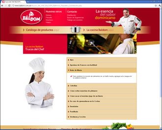 Consejos del chef, Web Baldom