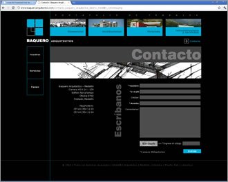 Contacto, Web Baquero Arquitectos