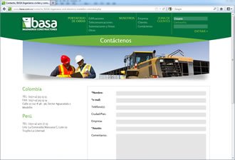 Contacto, Web y Extranet BASA Ingenieros