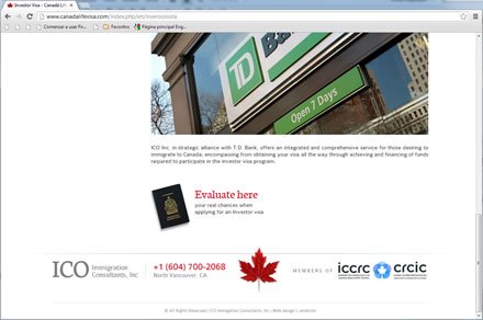 Visa inversionistas (scroll), Sitio web Canada Life Visa