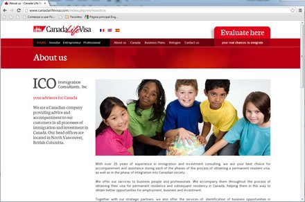 Nosotros, Sitio web Canada Life Visa