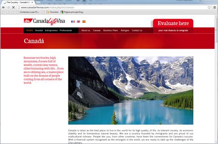 Canadá, Sitio web Canada Life Visa