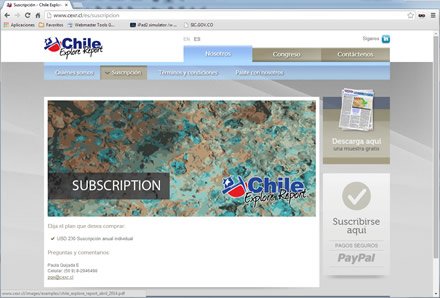 Suscripciones, Sitio web Joomla Chile Explore Report