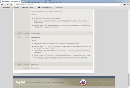 Congreso Agenda (scroll), Sitio web Joomla Chile Explore Report