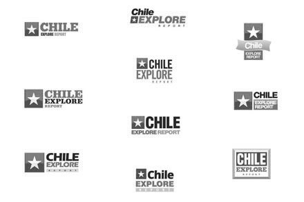 Opciones de logo, Logo y aplicaciones Chile Explore