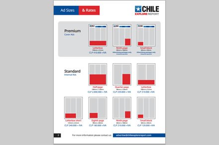 Tarifario (reverso), Logo y aplicaciones Chile Explore