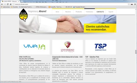 Testimoniales, Single page site Click Office