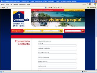 Formulrio de Contacto, Web Colombia Raiz