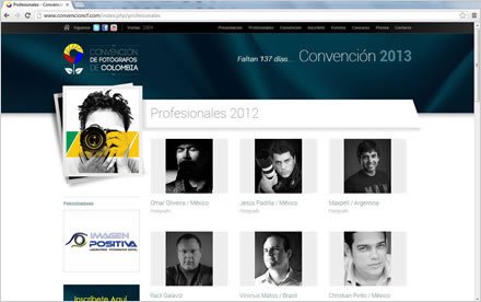 Profesionales, Sitio web Joomla Convención de Fotógrafos de Colombia