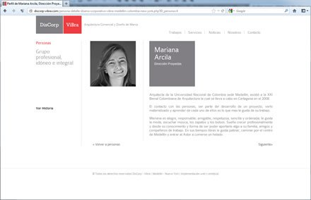 Persona (detalle), Sitio web Diseño Corporativo