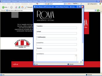 Formulario de Contacto, Web Edificio Roma