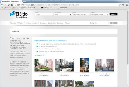 Trayectoria, Web administrable El sitio inmobiliario