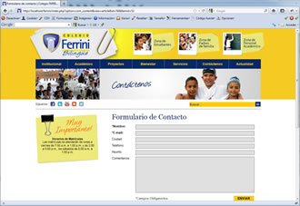 Contacto, Web CMS Joomla Colegio Ferrini