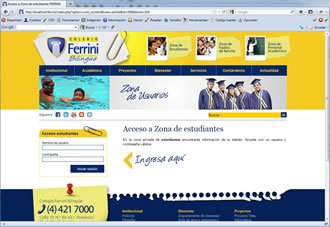Acceso a zonas privadas, Web CMS Joomla Colegio Ferrini