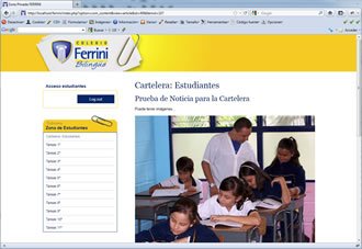Cartelera estudiantes, Web CMS Joomla Colegio Ferrini