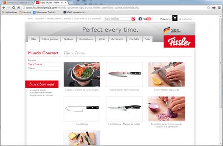 Tips, e-store Responsive Fissler Colombia