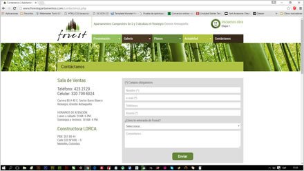 Contacto, Sitio web responsive Forest (Lorca)
