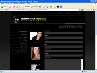 Formulario de Contacto, Web Giovanna Molina