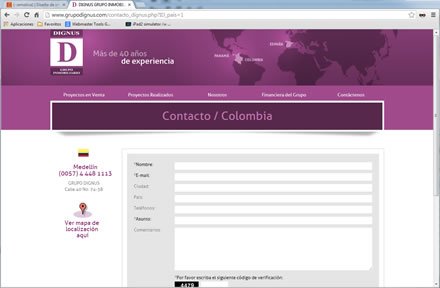 Contacto, Responsive web Admin/ Grupo Dignus