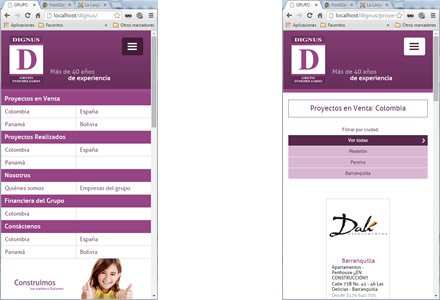 Responsive design, Responsive web Admin/ Grupo Dignus