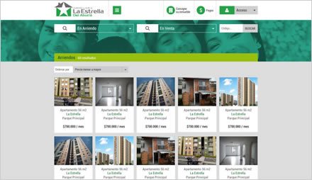 Resultados de búsqueda, Interfaces web responsive Inmobiliaria La Estrella