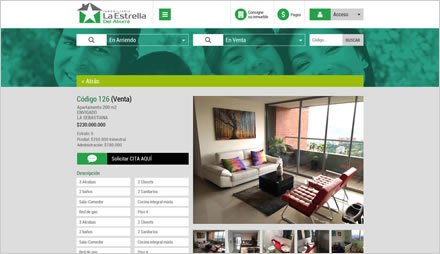 Detalle de inmueble, Interfaces web responsive Inmobiliaria La Estrella