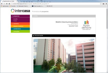 Proyecto (presentación), Sitio web administrable Intercasa