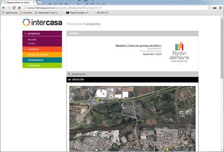 Proyecto (ubicación), Sitio web administrable Intercasa