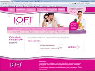 Calculadora de ovulación, Web Laboratorios Laproff