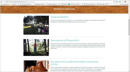 Momentos Ipanema, Web Responsive Admin/ Ipanema campestre