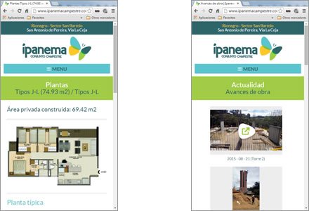 Adaptación responsive, Web Responsive Admin/ Ipanema Campestre