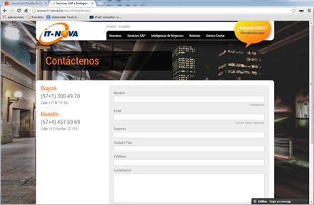 Contacto, Web Word Press IT-Nova