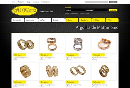 Categoría de productos, Sitio web Joomla Joyería De Franco