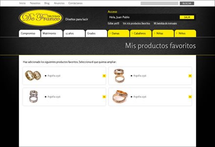 Mis productos favoritos, Sitio web Joomla Joyería De Franco