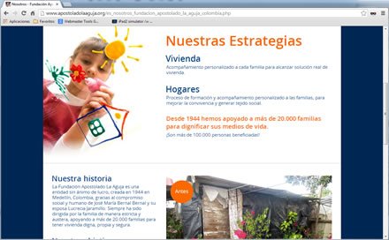 Nosotros (scroll), Sitio web Fundación La Aguja