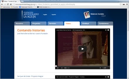 Videos, Sitio web Fundación La Aguja