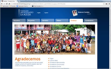 Gratitud, Sitio web Fundación La Aguja
