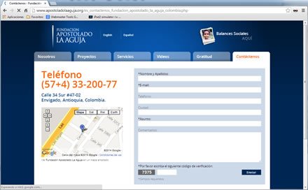 Contacto, Sitio web Fundación La Aguja